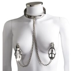 Outlet 🔔 Torment Stainless Steel Collar With Clover Nipple Clamps 👍