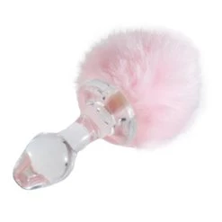 Best Pirce 🧨 Kinky Tails Pink Bunny Glass Butt Plug ✔️